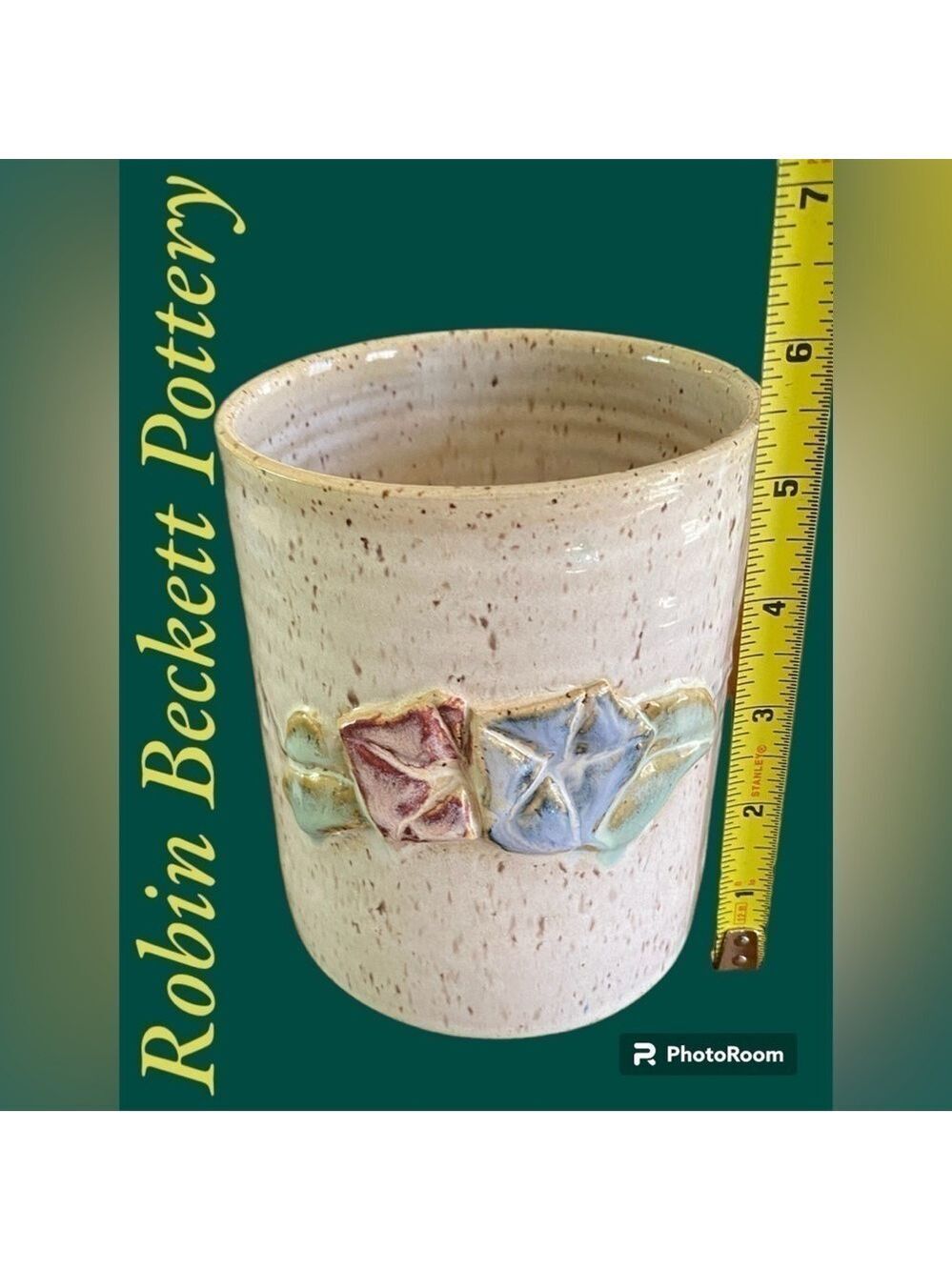 Robin Beckett Pottery-Morning Glories vase by Robin Beckett NC art pottery. EUC!